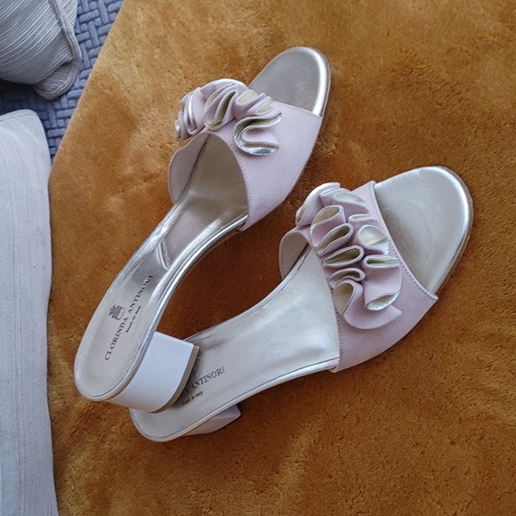 Clorinda Antinori Shoes - CLORINDA ANTINORI Suede ruffle detail mules slides 10 Easter